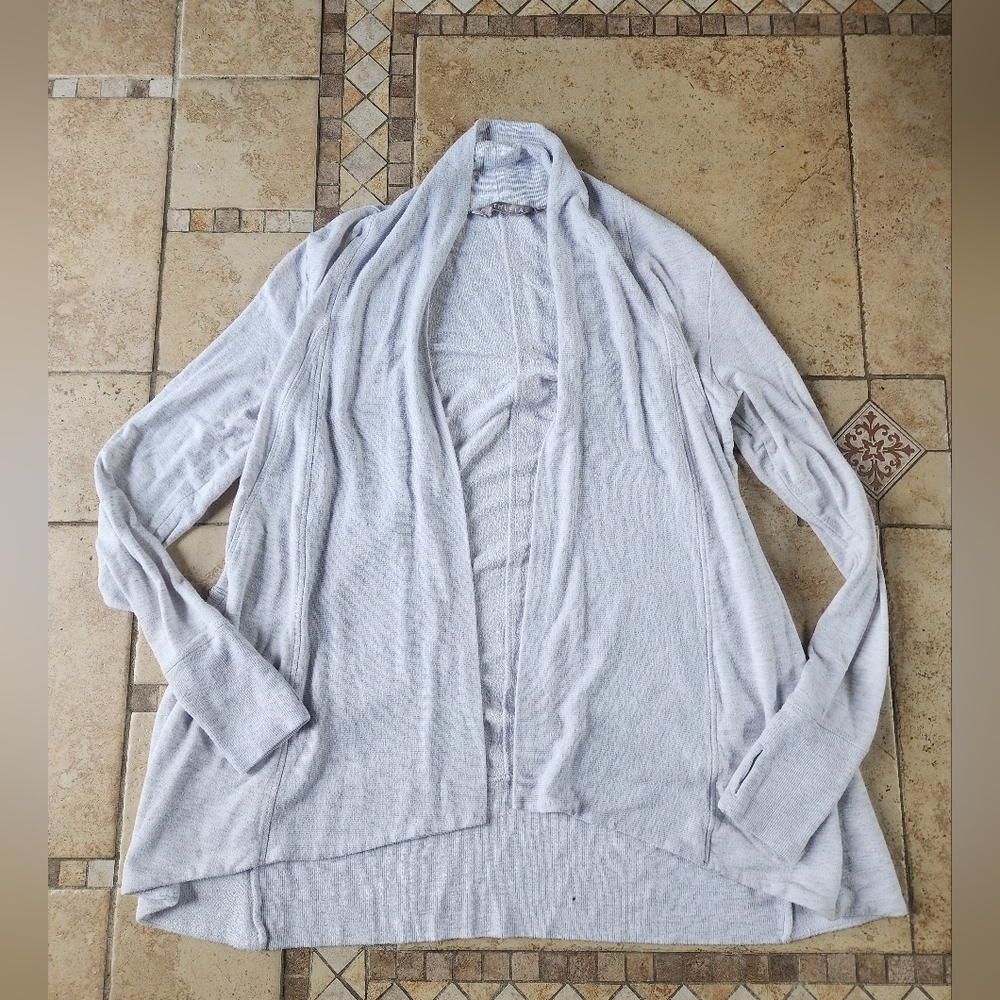 Athleta Light Gray Open-Front Draped Cardigan